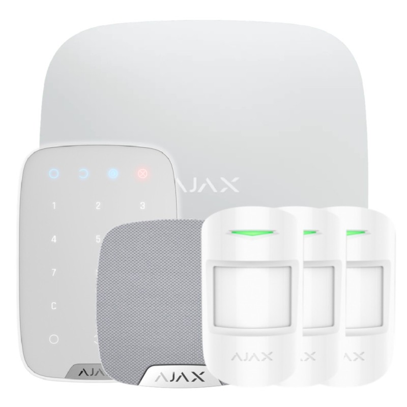 Kit Hub Ajax + 3 MotionProtect + KeyPad + HomeSiren