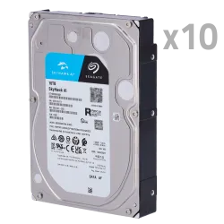 Pack de discos duros - 10 unidades - Seagate SkyHawk ST10000VE0008 - Hasta 32 transmisiones de inteligencia artifici... - Alarm