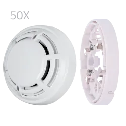 Kit 50 detectores ópticos y bases DMTech - Detector convencional óptico de incendio - Certificado EN54 part 7 - Doble... - Alarm