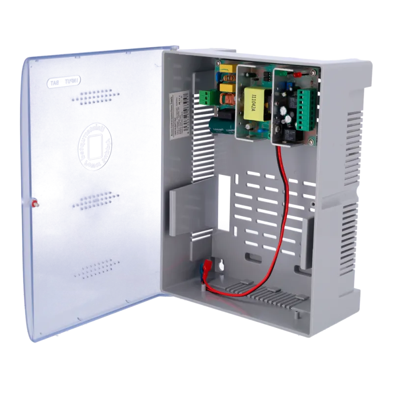 Alimentador para control de acceso - Configurable NO/NC - Salida DC 12.5-13.8V / 5A - Caja de plástico - Apto para ba... - Alarm