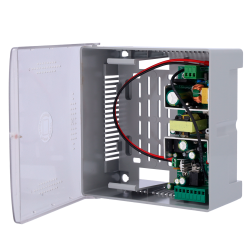 Alimentador para control de acceso - Configurable NO/NC - Salida DC 12.5-13.8V / 5A - Caja de plástico - Apto para ba...