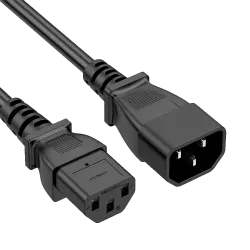 Cable de alimentacion - Para CPU - Conector C13 a C14 - 250VAC / 10A - 200cm de largo - AlarmSystems.Shop