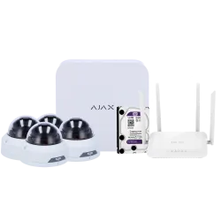 Kit de videovigilancia Ajax - Grabador Ajax de 8 canales - 4 cámaras turret WiFi de 2 Mpx Uniview - Router WiFi de ... - Alarm