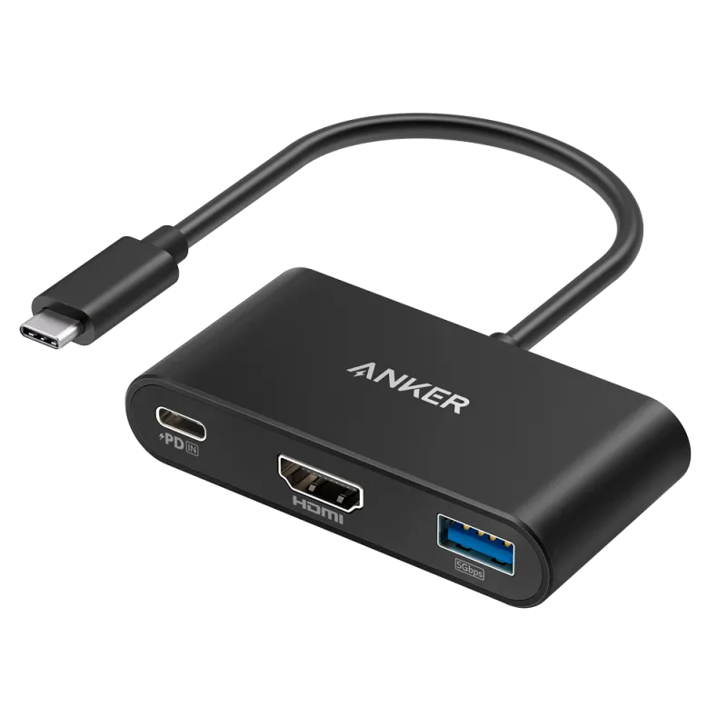 Anker - Hub USB-C 3 en 1 - Admite la carga PD100W - Transferencia de datos de 5Gbps - Admite resolución 4K@30Hz - 1x... - Alarm