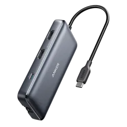 Anker - Hub USB-C 8 en 1 - Admite la carga PD100W - Transferencia de datos de 5Gbps - Admite resolución 4K@60Hz - 2x... - Alarm