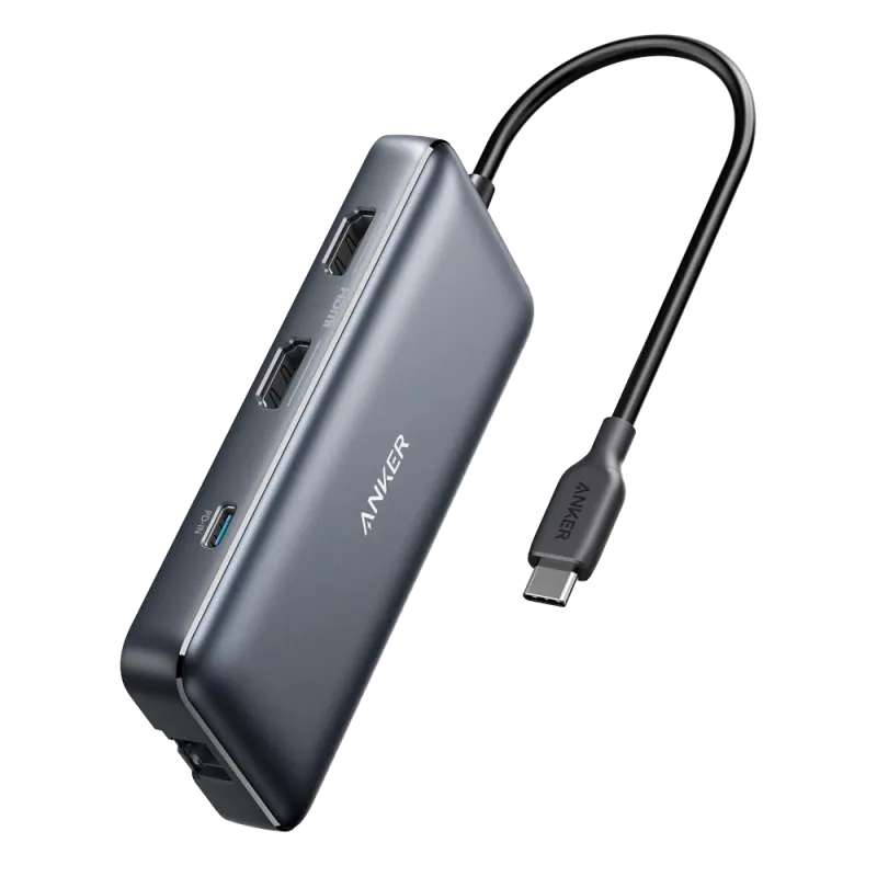 Anker - Hub USB-C 8 en 1 - Admite la carga PD100W - Transferencia de datos de 5Gbps - Admite resolución 4K@60Hz - 2x... - Alarm
