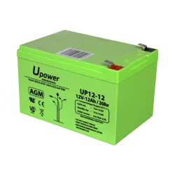 Upower - Batería recargable - Tecnología plomo ácido AGM - Voltaje 12 V - Capacidad 12.0 Ah - 101 x 151 x 98 / 3800 g... - Alarm