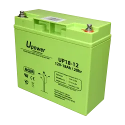 Upower - Batería recargable - Tecnología plomo ácido AGM - Voltaje 12 V - Capacidad 18.0 Ah - 167.5 x 181.5 x 77 / 57... - Alarm