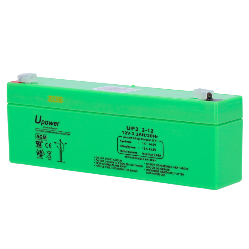 Upower - Batería recargable - Tecnología plomo ácido AGM - Voltaje 12 V - Capacidad 2.2 Ah - 66 x 178 x 35 mm/ 960 g ...