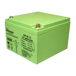 Upower - Batería recargable - Tecnología plomo ácido AGM - Voltaje 12 V - Capacidad 26.0 Ah - 125 x 166.5 x 175 / 844... - Alarm