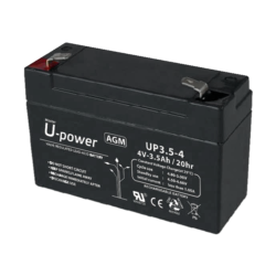 Upower - Batería recargable - Tecnología plomo ácido AGM - Voltaje 4 V - Capacidad 3.5 Ah - 65 x 90 x 34 / 420 g - Pa...