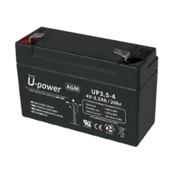 Upower - Batería recargable - Tecnología plomo ácido AGM - Voltaje 4 V - Capacidad 3.5 Ah - 65 x 90 x 34 / 420 g - Pa... - Alarm