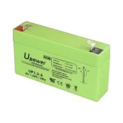 Upower - Batería recargable - Tecnología plomo ácido AGM - Voltaje 6 V - Capacidad 1.3 Ah - 97 x 57.5 x 24 / 290 g - ... - Alarm