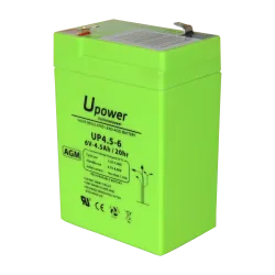 Upower - Batería recargable - Tecnología plomo ácido AGM - Voltaje 6 V - Capacidad 4.5 Ah - 106 x 70 x 47 / 810 g - P... - Alarm