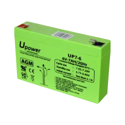Upower - Batería recargable - Tecnología plomo ácido AGM - Voltaje 6 V - Capacidad 7.0 Ah - 100 x 151 x 34 / 1150 g -... - Alarm