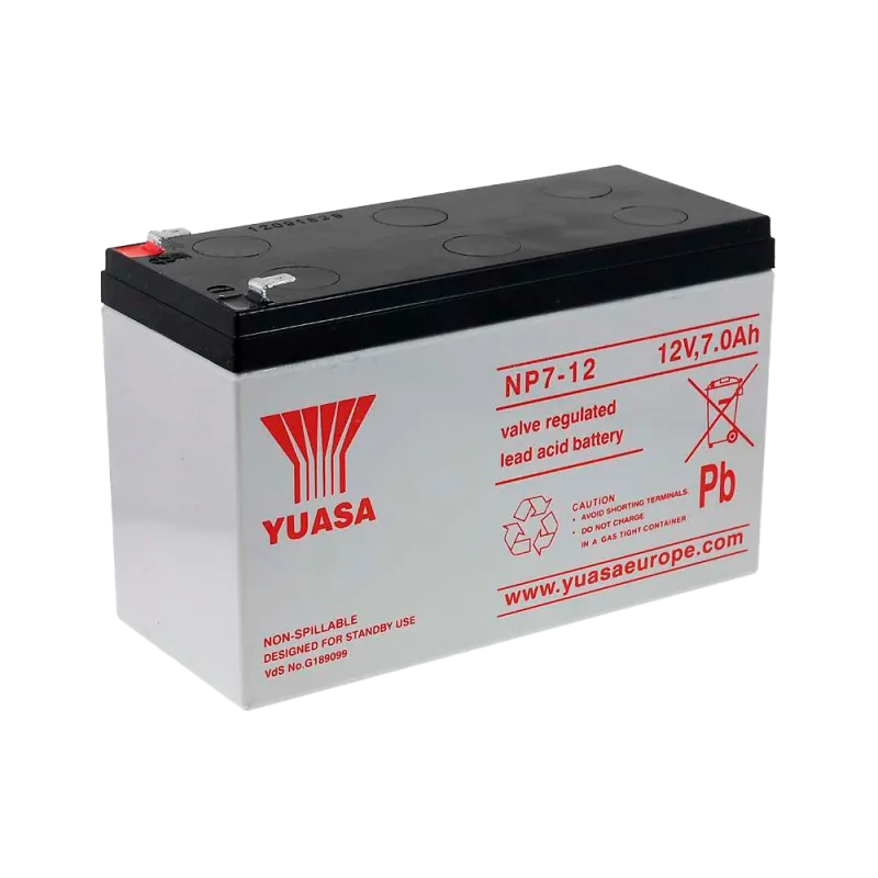 Yuasa NP7-12 - Batería recargable - Tecnología plomo ácido AGM - Capacidad 7 Ah / 12 V - 65 x 151 x 97.5 / 2200 g - P... - Alarm