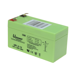 Upower - Batería recargable - Tecnología plomo ácido AGM - Voltaje 12 V - Capacidad 1.3 Ah - 58 x 97 x 43 mm / 570 g ...