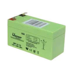 Upower - Batería recargable - Tecnología plomo ácido AGM - Voltaje 12 V - Capacidad 1.3 Ah - 58 x 97 x 43 mm / 570 g ... - Alarm
