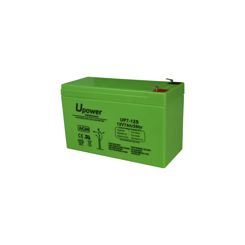 Upower - Batería recargable - Tecnología plomo ácido AGM - Voltaje 12 V - Capacidad 7.0 Ah - 93.5 x 151 x 65 mm / 218... - Alarm