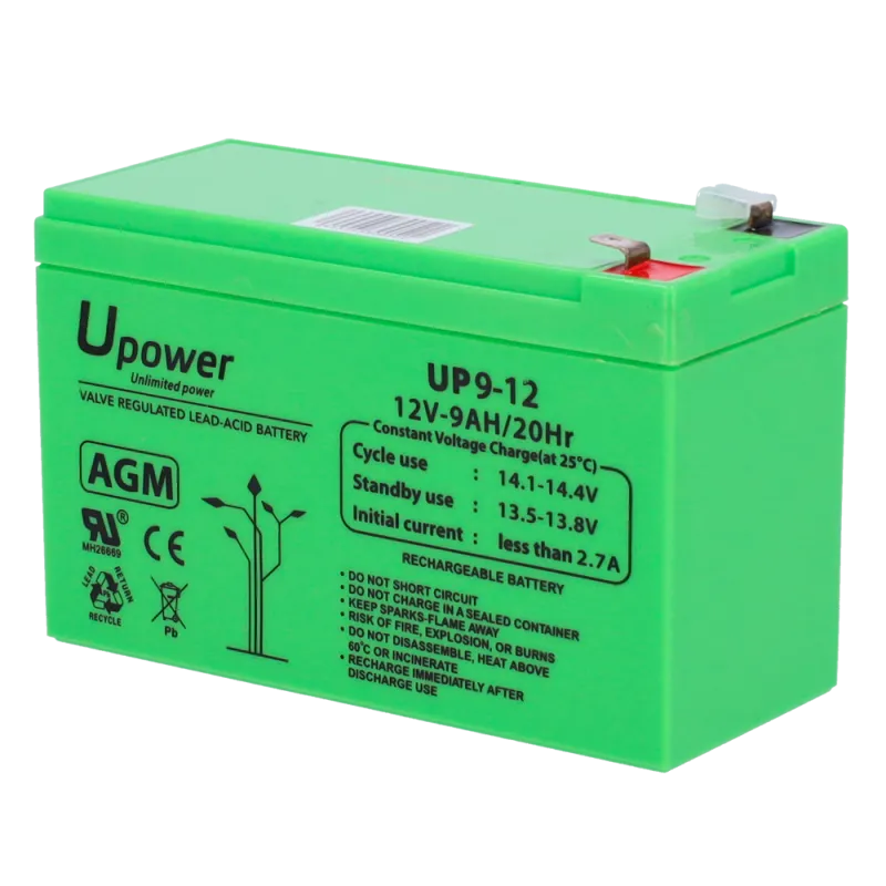Upower - Batería recargable - Tecnología plomo ácido AGM - Voltaje 12 V - Capacidad 9.0 Ah - 95 x 151 x 65 mm / 2660 ... - Alarm