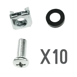 Tornillería - Apto para racks - Métrica M6 - 10 unidades - Tuerca - Tornillo y separador - AlarmSystems.Shop