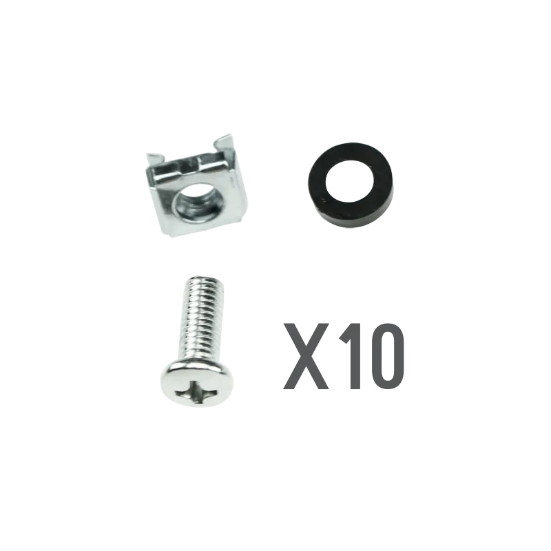 Tornillería - Apto para racks - Métrica M6 - 10 unidades - Tuerca - Tornillo y separador - AlarmSystems.Shop