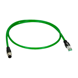 Conector adaptador M12 macho a RJ45 macho - Ethernet - Especial para aviación - Longitud 0.1 m - AlarmSystems.Shop