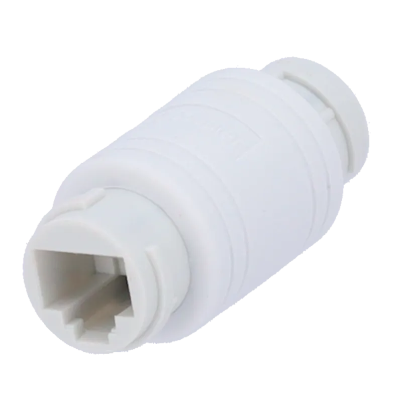 Conector - Conector entrada RJ45 - Conector salida RJ45 - Compatible UTP - IP68 - Color blanco - AlarmSystems.Shop