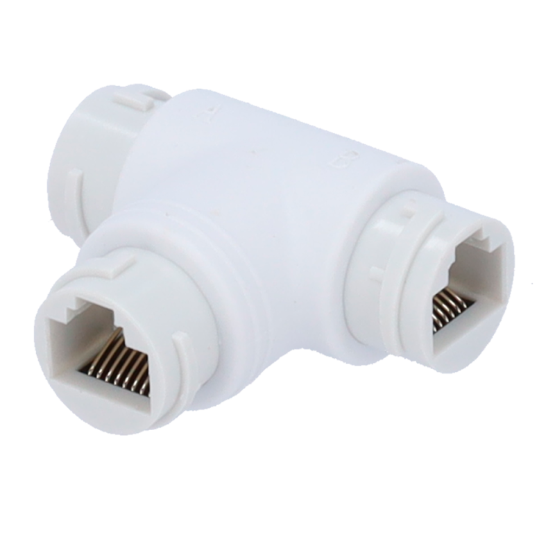 Adaptador RJ45 - Conector entrada RJ45 hembra - Conector salida 2 RJ45 hembra - Compatible UTP - IP66 - Color blanco