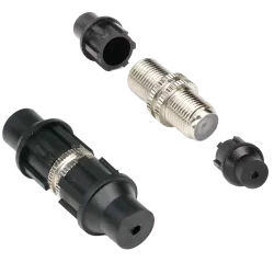Conector coaxial doble F - Simple - Rápido - Reutilizable - Reciclable - Compatibilidad universal con coaxial - AlarmSystems.Sh