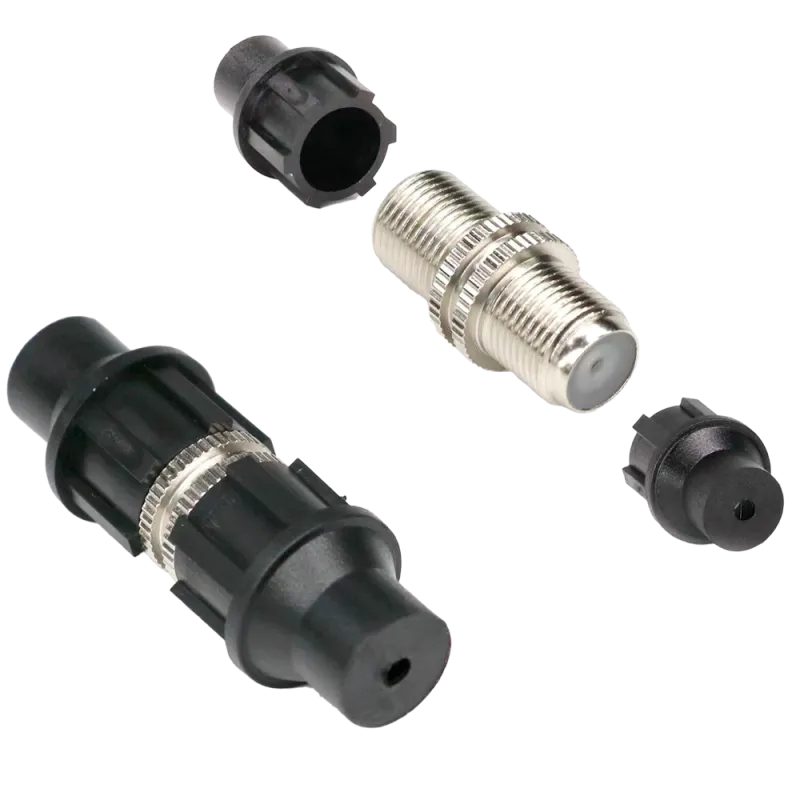 Conector coaxial doble F - Simple - Rápido - Reutilizable - Reciclable - Compatibilidad universal con coaxial - AlarmSystems.Sh