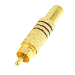 Conector - RCA macho para soldar - Cable paralelo audio - Para cables de Ø 6mm - Recubrimiento anticorrosión - 10g - AlarmSystem