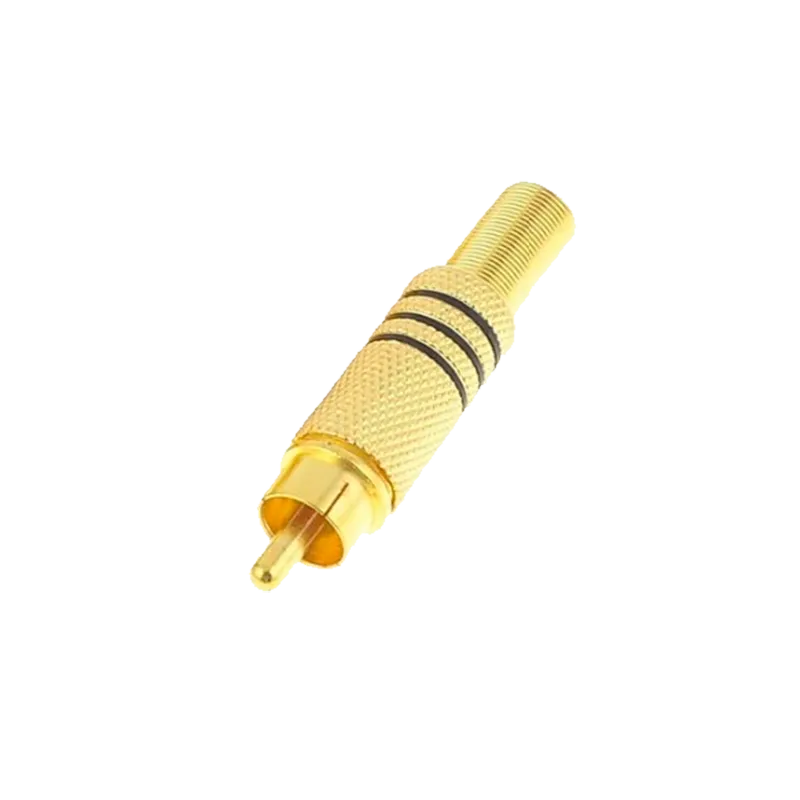 Conector - RCA macho para soldar - Cable paralelo audio - Para cables de Ø 6mm - Recubrimiento anticorrosión - 10g - AlarmSystem