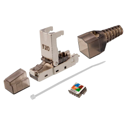 Conector RJ45 - Compatible con cable FTP Cat 6 - Carcasa de metal - Fácil instalación sin necesidad de herramientas