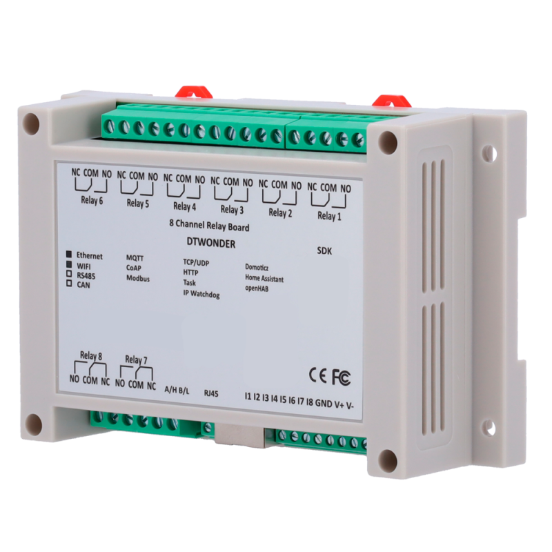 Módulo de adquisición y control de datos - 8 entradas digitales / 8 salidas de relé (NA/NC) - Protocolos: Modbus/TCP,...