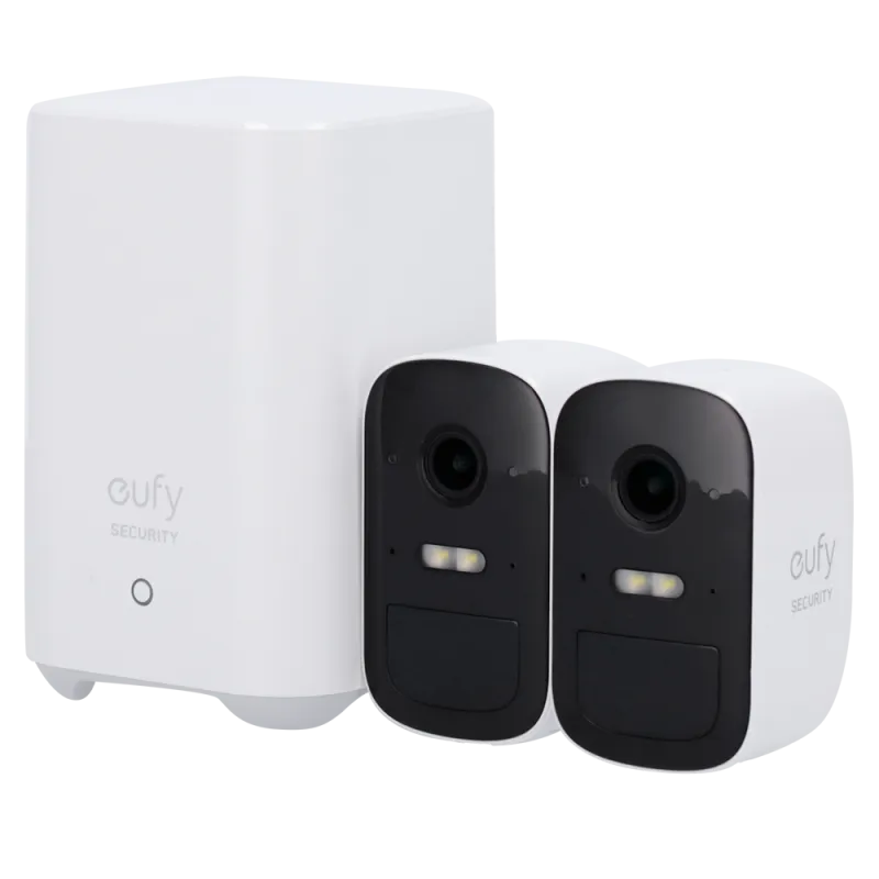 Kit 2 Cámaras + 1 HomeBase Eufy by Anker - 1080p / 6700 mAh / Sensor PIR + Humanos - HomeBase WiFi / LAN / RF con sir... - Alarm