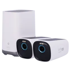 Kit 2 Cámaras 4K solar + 1 HomeBase 3 - Detección Humanos, mascotas y vehículos - HomeBase WiFi con sirena - Almacena... - Alarm