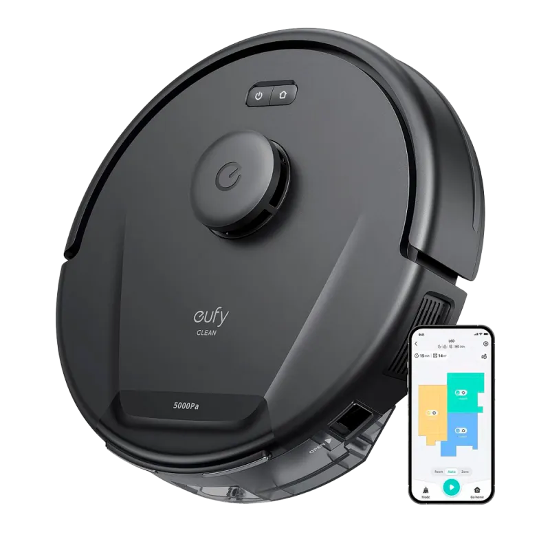Robot aspirador y trapeador Eufy by Anker - Potencia máxima de 5000 Pa - Capacidad depósito Polvo 350 ml y agua 280 m... - Alarm