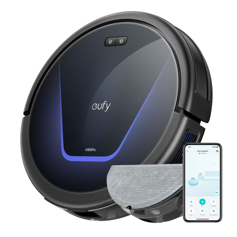 Robot Aspirador Eufy by Anker - Potencia máxima de 4000 Pa - Capacidad del depósito 400 ml Polvo, 200 ml Agua - Tecno...