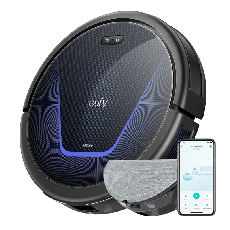 Robot Aspirador Eufy by Anker - Potencia máxima de 4000 Pa - Capacidad del depósito 400 ml Polvo, 200 ml Agua - Tecno... - Alarm