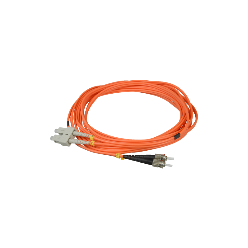 Cable de fibra - Dúplex - Multimodo - Conector SC a ST - 5 metros - Color naranja