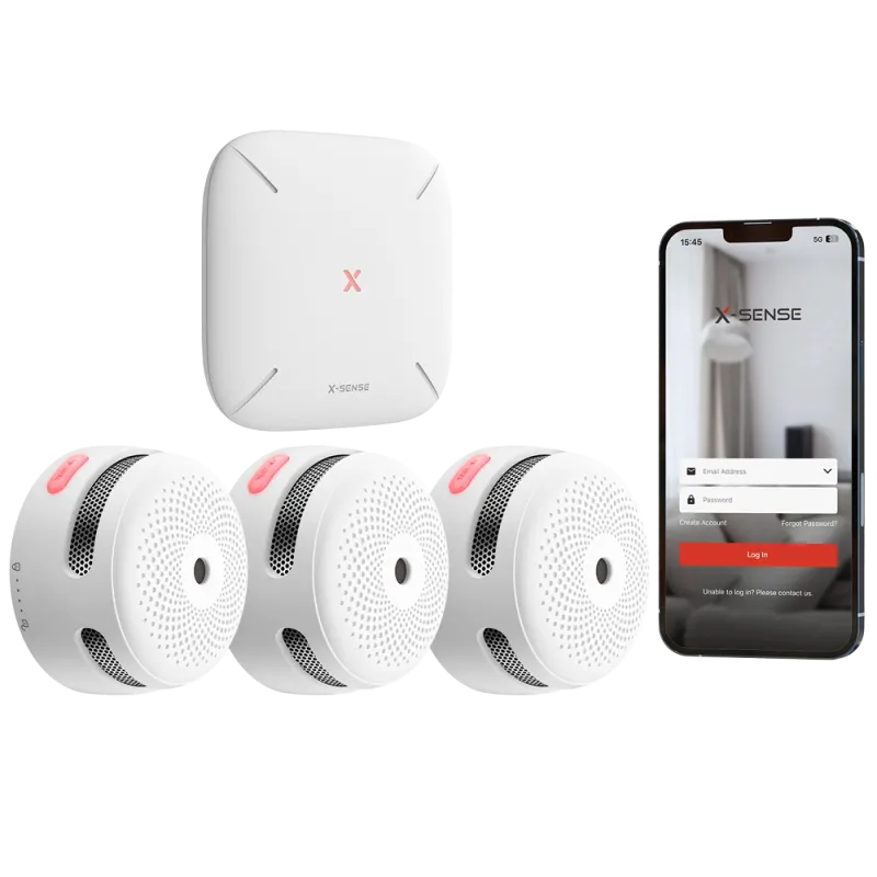 Kit de detección de incendio autónomo X-Sense - Inlcuye 3 detectores de humo XS01-M y Hub SBS50 - Conexión con HUB SB... - Alarm