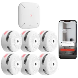 Kit de detección de incendio autónomo X-Sense - Inlcuye 6 detectores de humo XS01-M y Hub SBS50 - Conexión con HUB SB... - Alarm