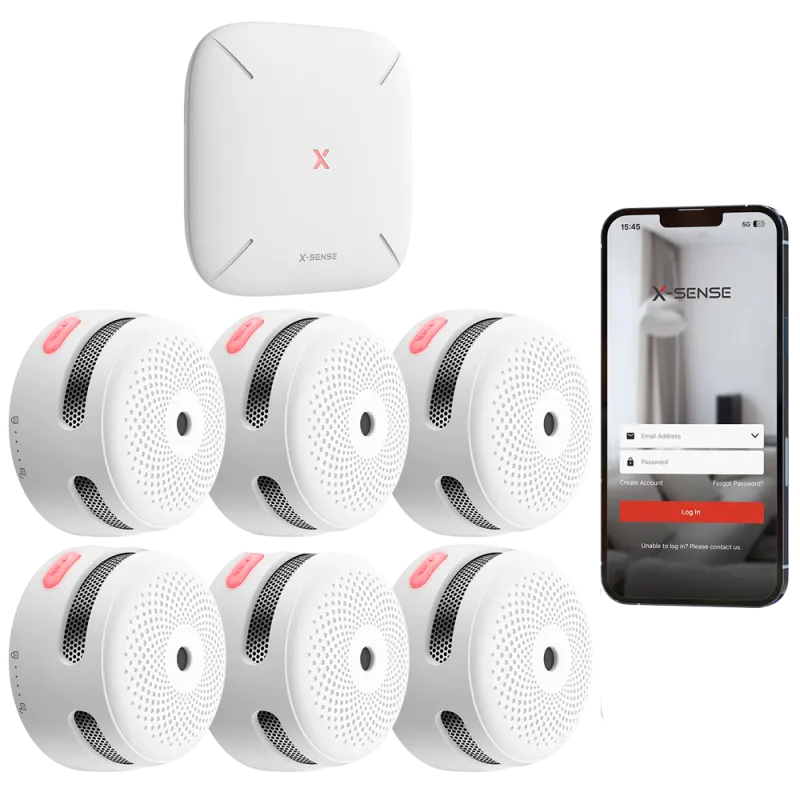 Kit de detección de incendio autónomo X-Sense - Inlcuye 6 detectores de humo XS01-M y Hub SBS50 - Conexión con HUB SB... - Alarm