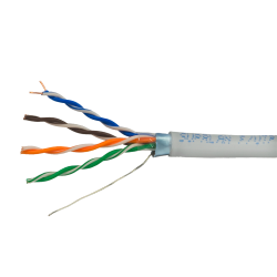 Cable FTP - Categoría 5E - Rollo de 305 metros - Cubierta color gris - Diámetro 5.5 mm - Compatible con Baluns