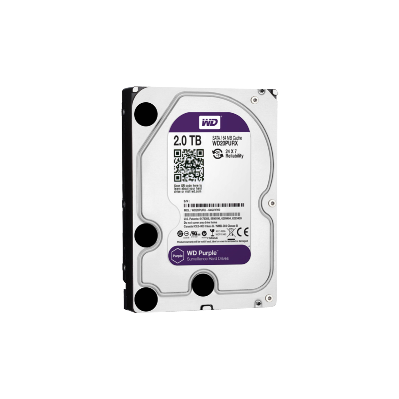 Disco duro - Capacidad 2 TB - Interfaz SATA 6 Gb/s - Modelo WD20PURX - Especial para Videograbadores - Suelto o insta...