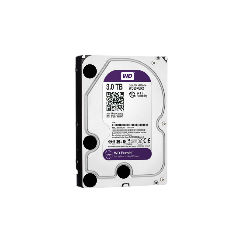 Disco duro - Capacidad 3 TB - Interfaz SATA 6 Gb/s - Modelo WD30PURX - Especial para Videograbadores - Suelto o insta...