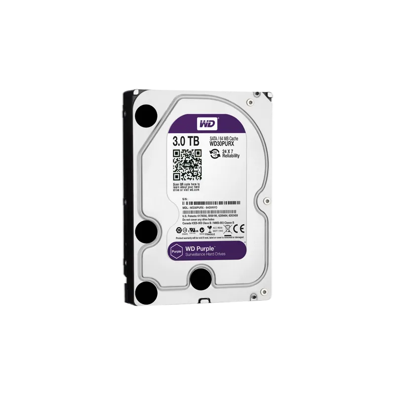 Disco duro - Capacidad 3 TB - Interfaz SATA 6 Gb/s - Modelo WD30PURX - Especial para Videograbadores - Suelto o insta... - Alarm