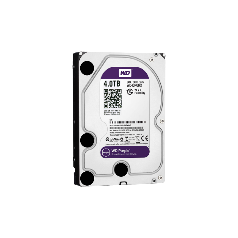 Disco duro - Capacidad 4 TB - Interfaz SATA 6 Gb/s - Modelo WD40PURX - Especial para Videograbadores - Suelto o insta...