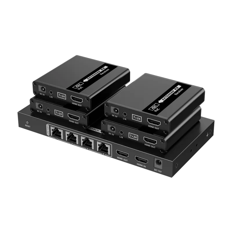 Splitter-Extensor HDMI1x4 - 1 transmisor / 4 receptores - Resolución hasta 4K@30Hz - Alcance hasta 70m - Sobre cable ... - Alarm